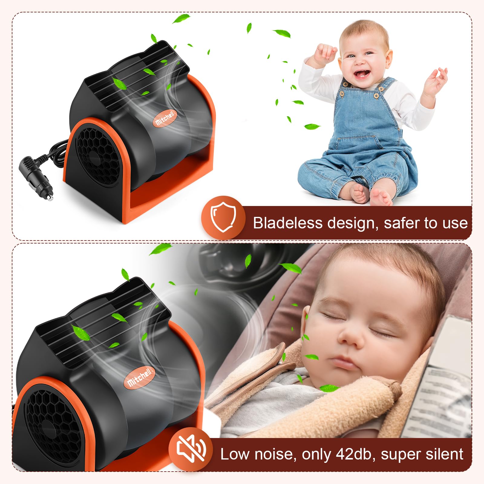 Amazon.com: Tujoe 2 Pcs 24V Car Fan Car Vehicle Electric Cooling 