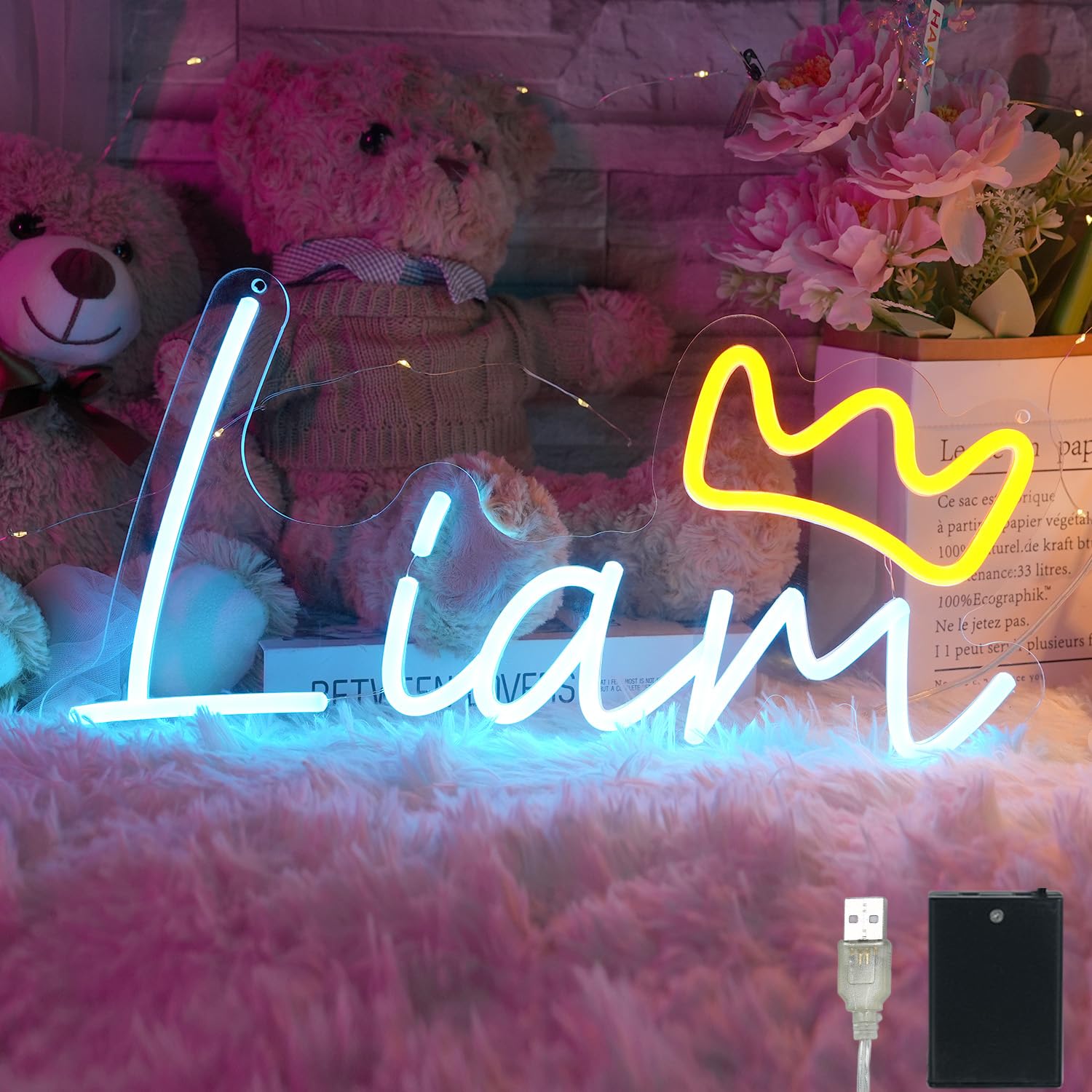 iDecomart 16-Inch Liam Name LED Neon Sign