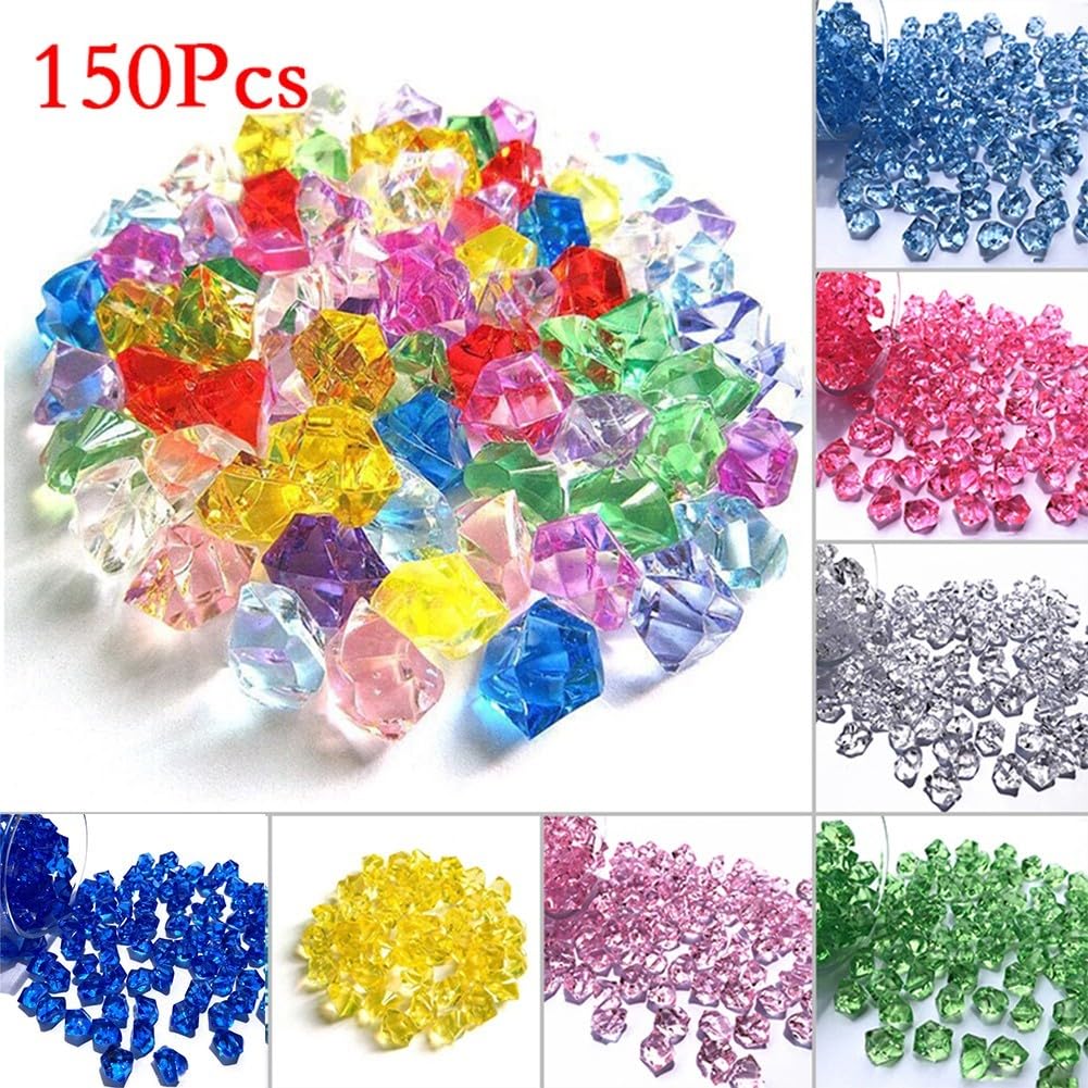 150pcs Acrylic Ice Rocks for CRYSTALs Gems, Bulk Fake for CRYSTALs,Acrylic for CRYSTAL Gem Stone Ice Rocks, for Radiant Vase Plant Decoration,Wedding Decoration,Table Scatter Party(Grass Green)