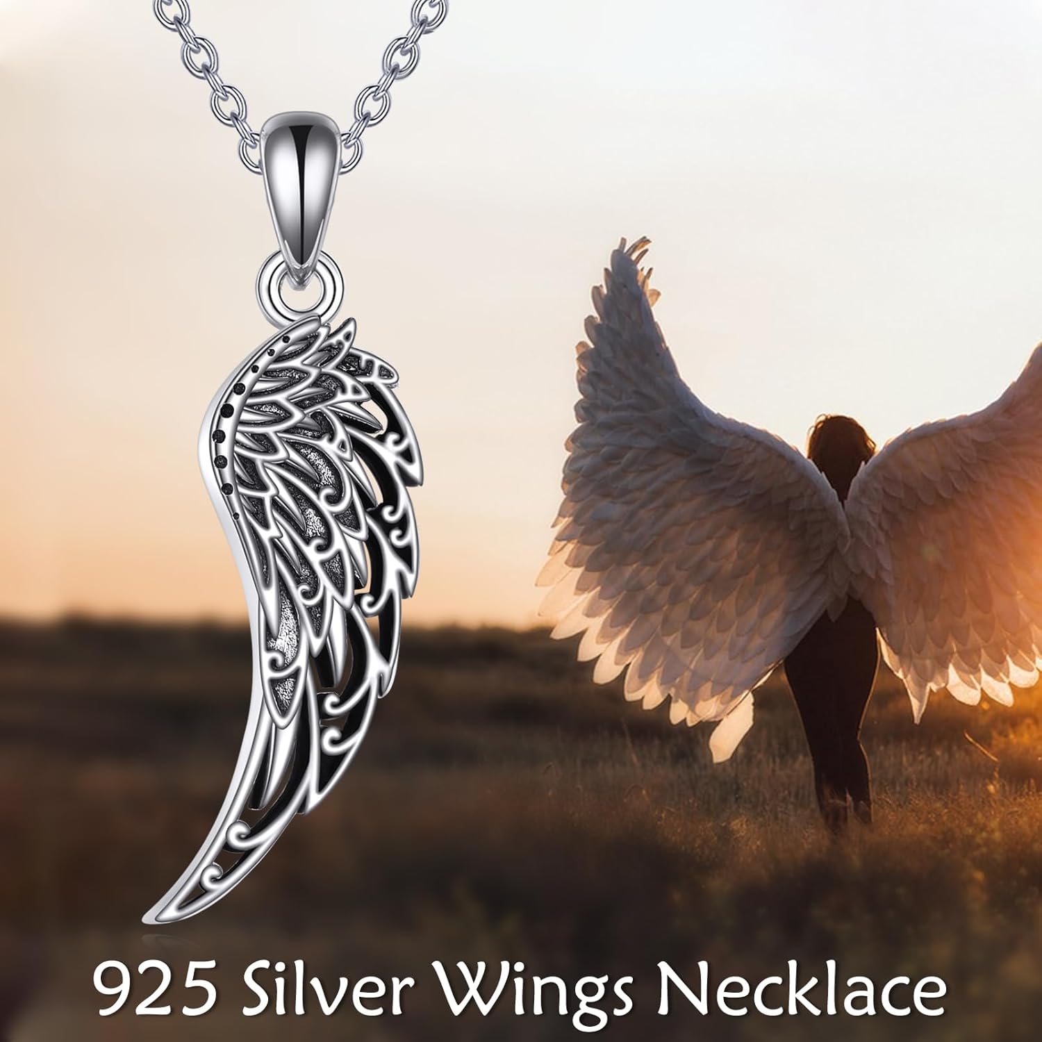 VONALA Angel Wing Necklace 925 Sterling Silver Guardian Angel Wing Pendant Necklace Wing Jewelry for Women Mother Christmas - Image 6