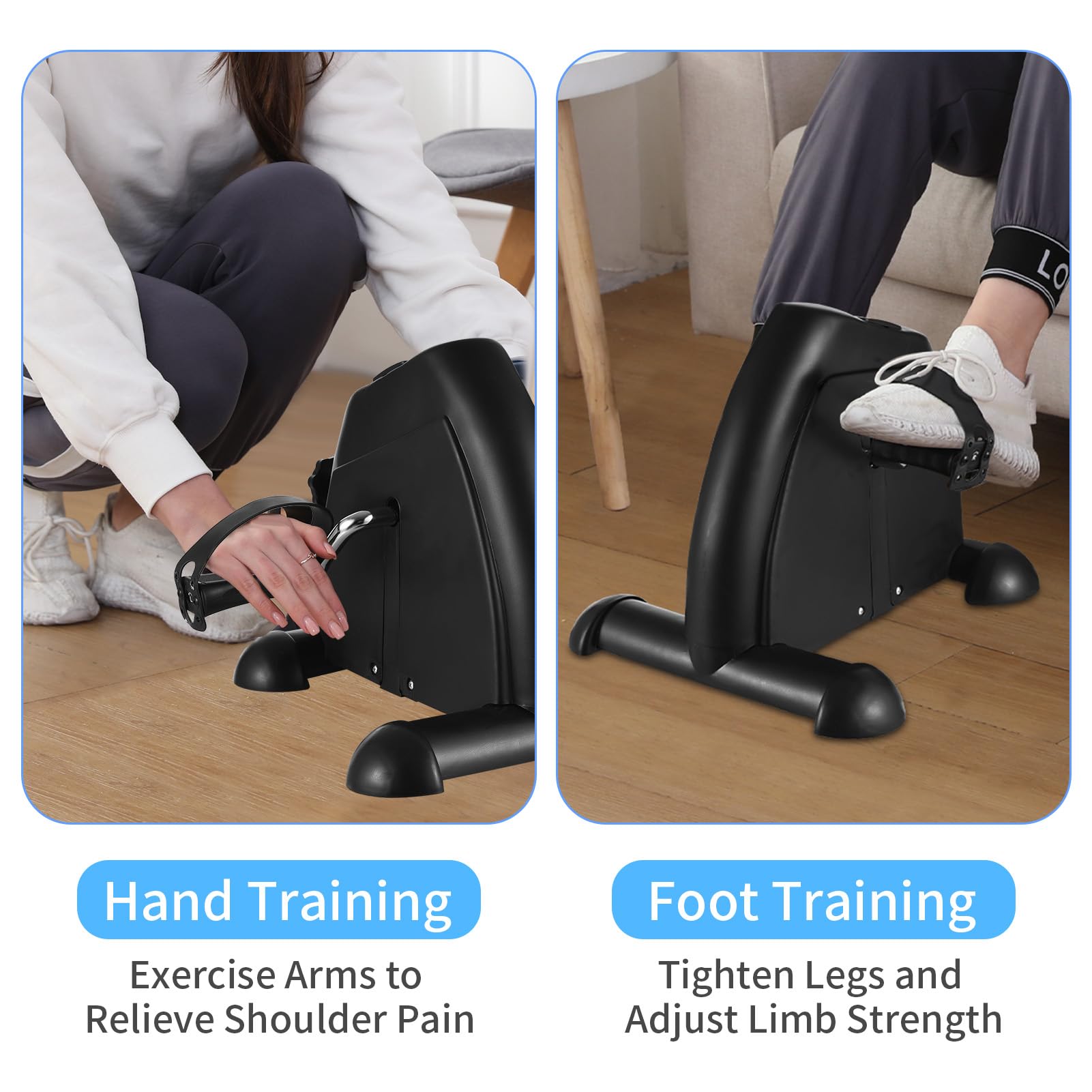 Walmeck Urządzenie do ćwiczeń na Pedałach Pod Biurkiem z Wyświetlaczem LCD do Użytku Domowego w Biurze Mini Rower Treningowy z Pedałami Rehabilitacji Nóg i Krążenia Krwi