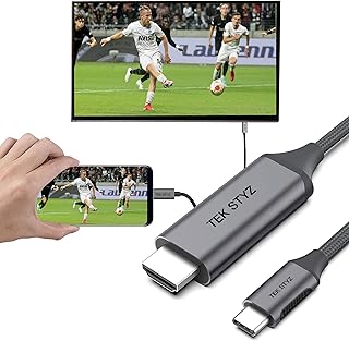 TEK STYZ 6FT USB-C to HDMI Cable (4K/60Hz) Thunderbolt 3 Compatible with New Samsung Galaxy,Notes Series,iPads,MacBook Pro,Chromebook and Many More Devices