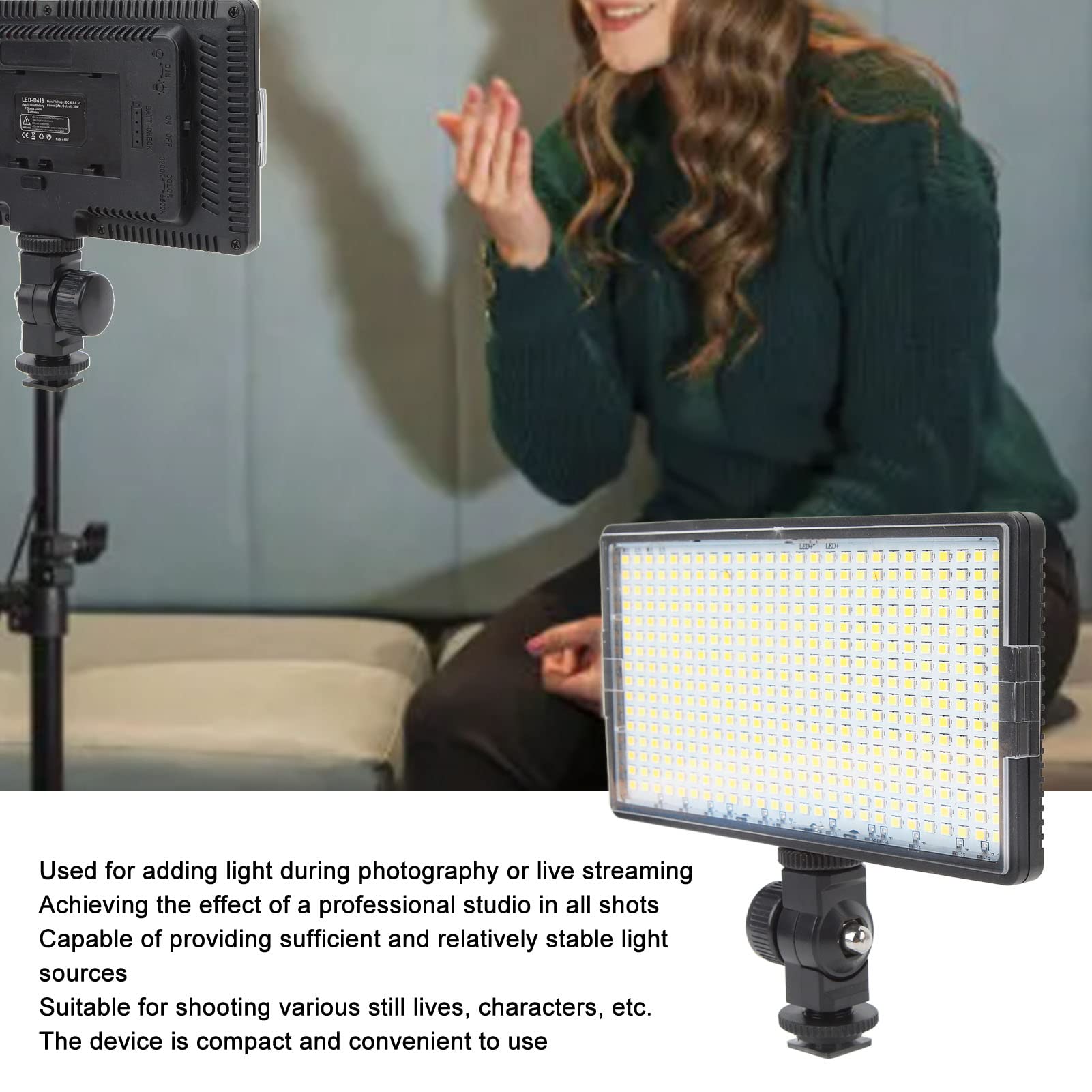 Wypełnij światło, 32W 416szt Płaski Panel LED Wypełnij światło Lampa Oświetlenie Fotograficzne Panel Camera Studio Wypełnij światło Do Transmisji Na żywo Zdjęcie Wideo