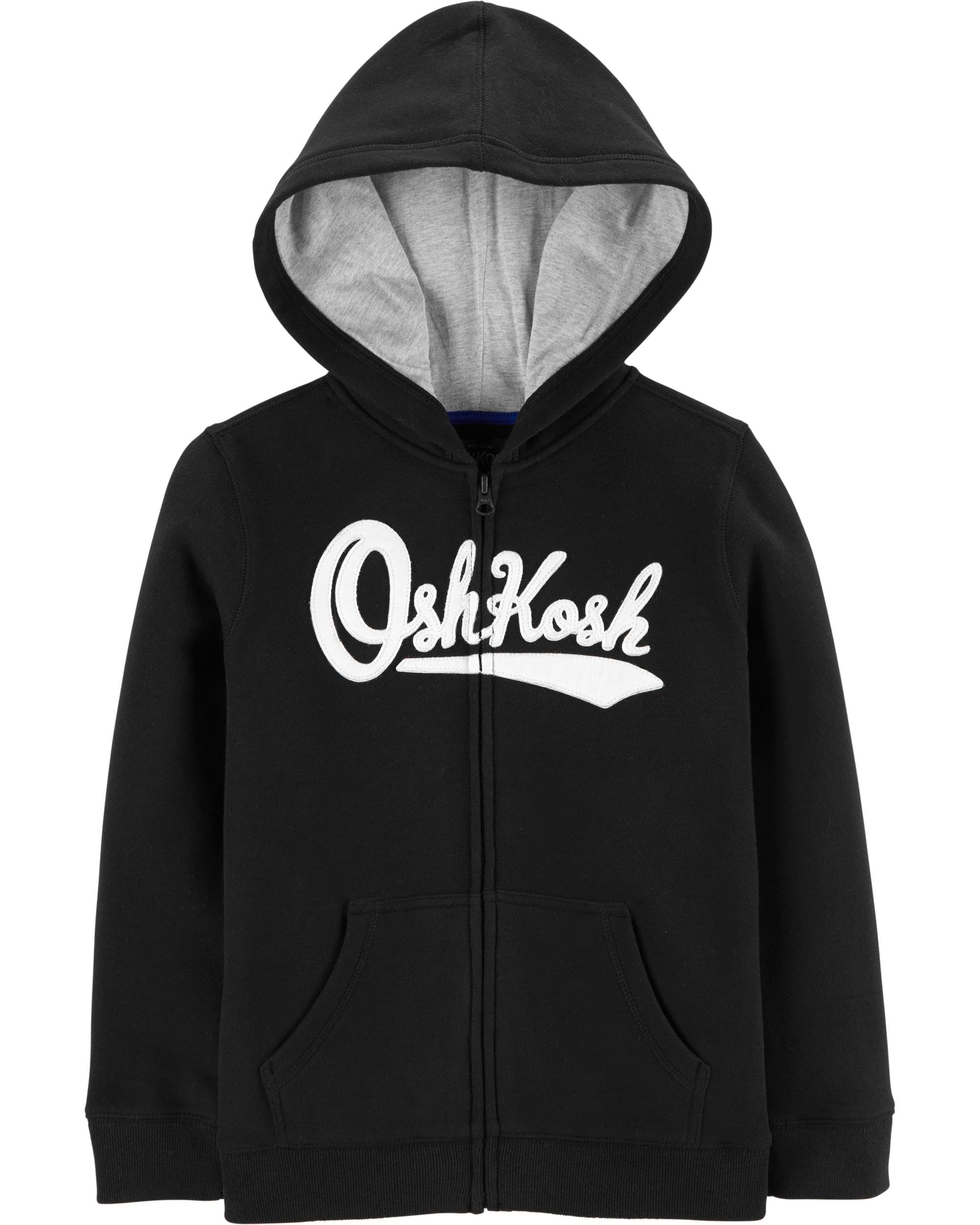 Osh Kosh Boys' Little Full Zip Logo Hoodie, Very Black, 4