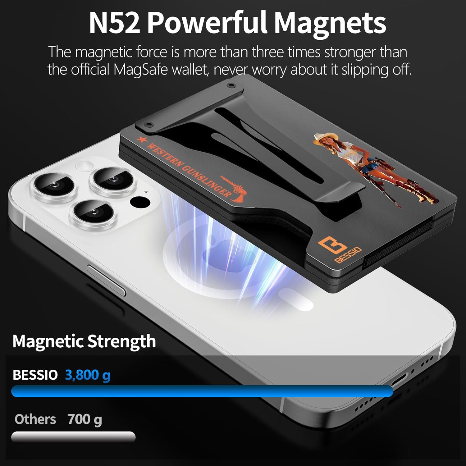 Magnetic Phone Wallet Compatible with Apple MagSafe - Metal Card Holder with AirTag Holder, RFID Blocking & Money Clip Mag Safe Wallet for iPhone 17 16 15 14 13 12 Pro Max/Pro/Plus/Mini - Image 3