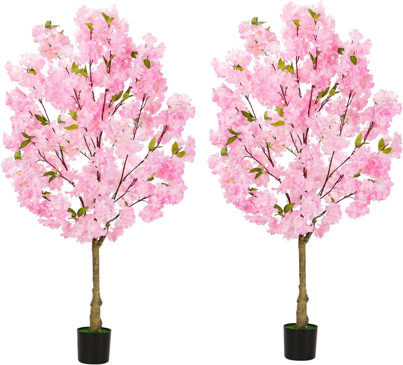 ABQ 2 Pack Artificial Cherry Blossom Tree, Fake Plants Indoor Decor, Faux Pink Sakura Flowers for Living Room Home House Entryway Bedroom Office Inside Decorations, 120cm