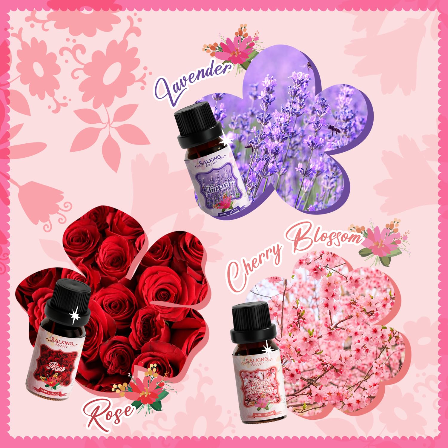 SALKING Set etherische oliën, 6 x 10 ml, 100% biologische aromatherapie SALKING Set etherische oliën, 6 x 10 ml, 100% biologische aromatherapie