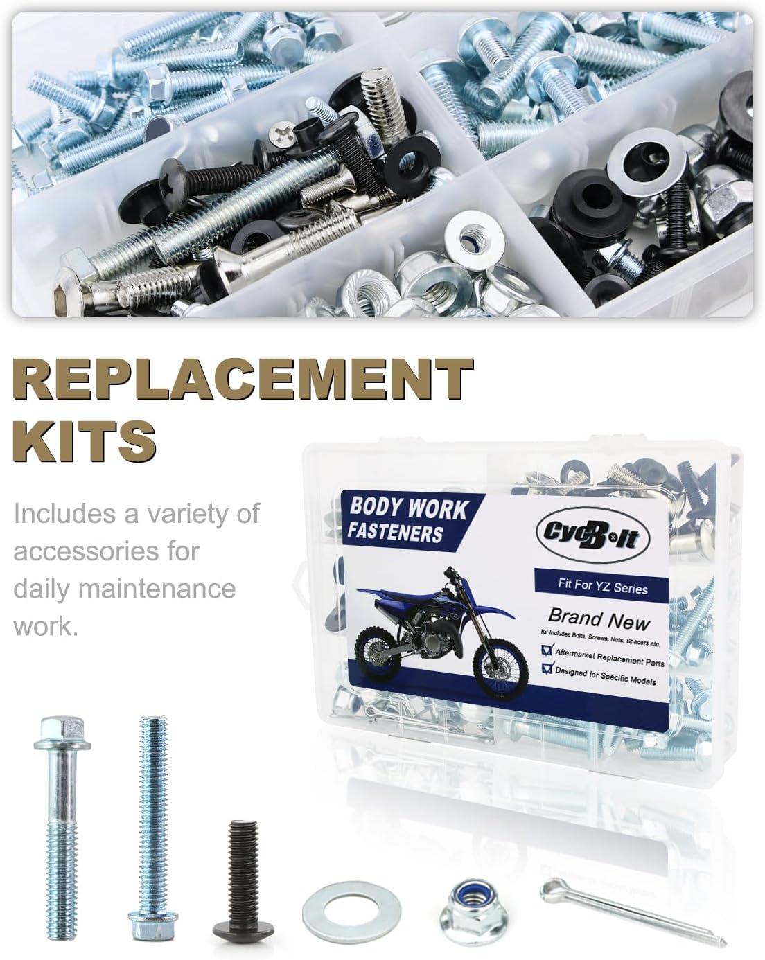 Dirt Bike Body Bolt Set Compatible with YZ250 YZ450F YZ250F YZ450FX YZ400F YZ250X YZ250FX YZ426F YZ65 YZ80 YZ85 YZ125 220 PCS Body Screw Kit Bolts Fastener Kits Accessories