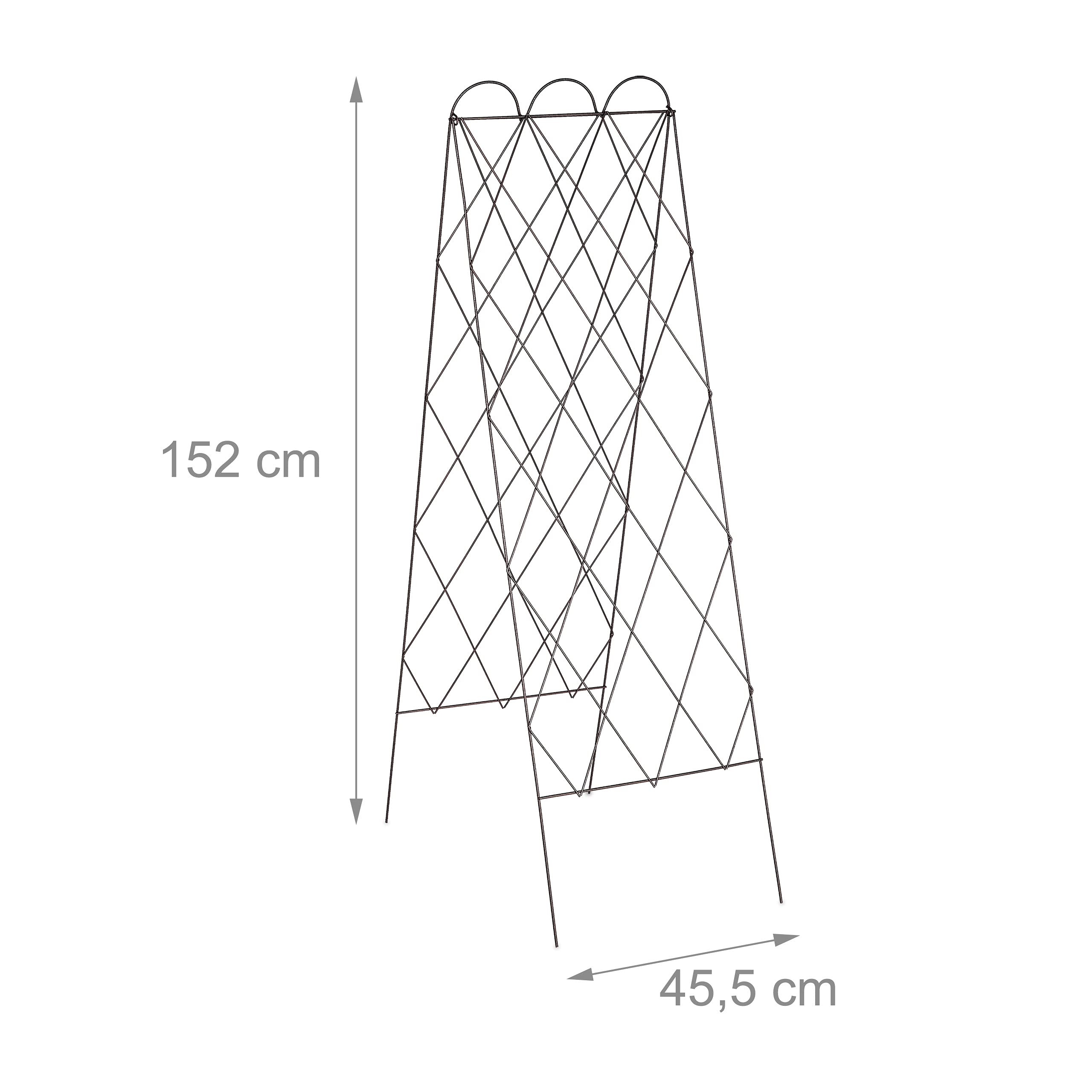 Relaxdays Tuteur Plantes grimpantes, en métal, Lot de 3, à Planter, Hauteur de 152 cm, Jardin, Rouge Brun