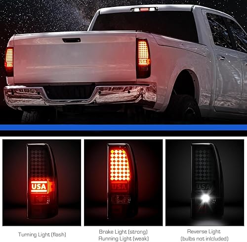 Miniatura 8 de Luz trasera LED + 3 luz de freno para Chevy Silverado 1500 2500 HD 1999-2002, apta para GMC Sierra 1500 2500 HD 1999-2003 Fleetside Bedtype, montaje