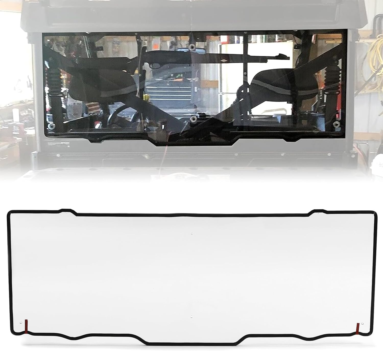 KUAFU Clear Rear Windshield Window Compatible With 2013-2023 Polaris Ranger 900/1000 Crew XP 900/XP1000 XP 570 Full Size/Crew Rear Windscreen Back Window Dust Panel
