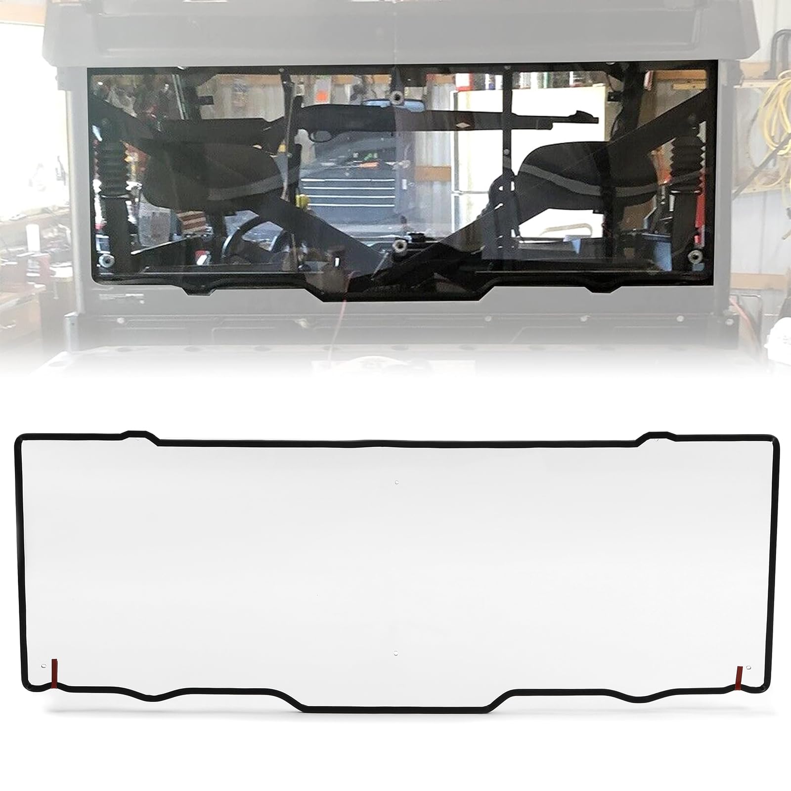 KUAFU Clear Rear Windshield for Polaris Ranger 2013-2023: Durable Dust Panel for 900/1000 Crew XP Models