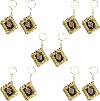 IMIKEYA Mini Quran Keychain, Islamic Keychain Hanging Decor, Muslim Key Chain Ornament for Car Key, Wallet and Handbag, Quran Book Pendant Accessory, Eid Gift Decor
