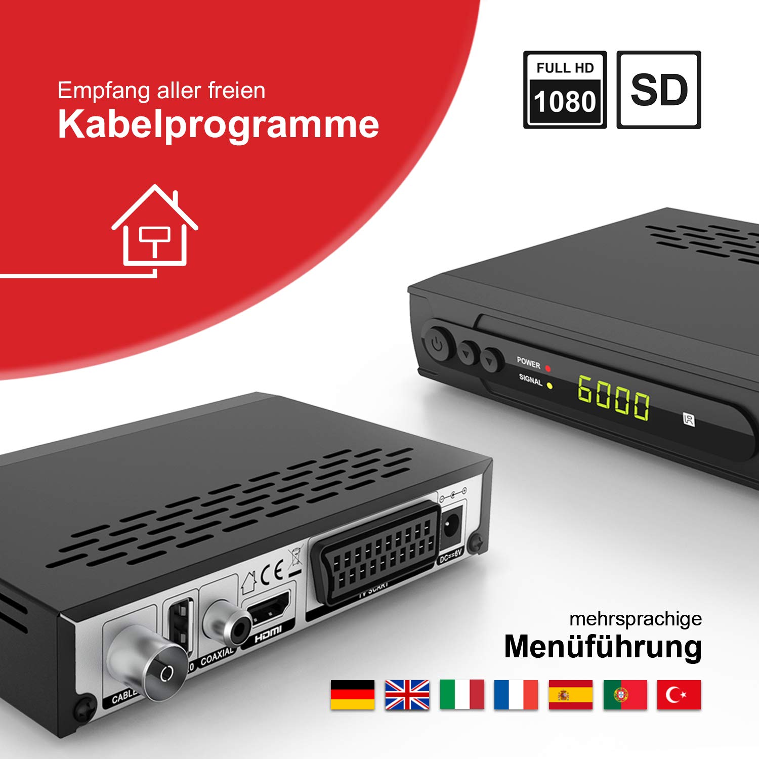 sky vision DVB C Kabel Receiver 210 C-HD - HD Receiver für Kabel TV, DVB C Receiver für HDTV, Digital Receiver für Kabel, HDTV Receiver Kabel für Full HD TV und Radio