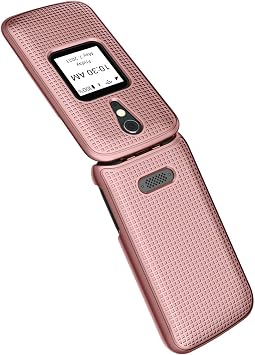 Nakedcellphone Case for Jitterbug Flip2 Rose Gold Pink Protective Snap-on Hard Shell Cover Grid Texture Jitterbug Flip 2 Phone Also known as Lively Flip 4053SJ7
