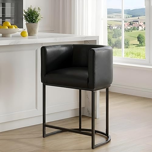 Miniatura 73 de Juego de 4 taburetes de bar contemporáneos de lino color crema, de 32 pulgadas, de tela tapizada, altura de mostrador, taburetes de cocina con base