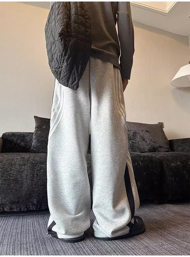 Baggy Sweatpants Men Striped Wide Leg Track Pants Women Cotton Elastic Waist Loose Fit Cargo Joggers - Image 5