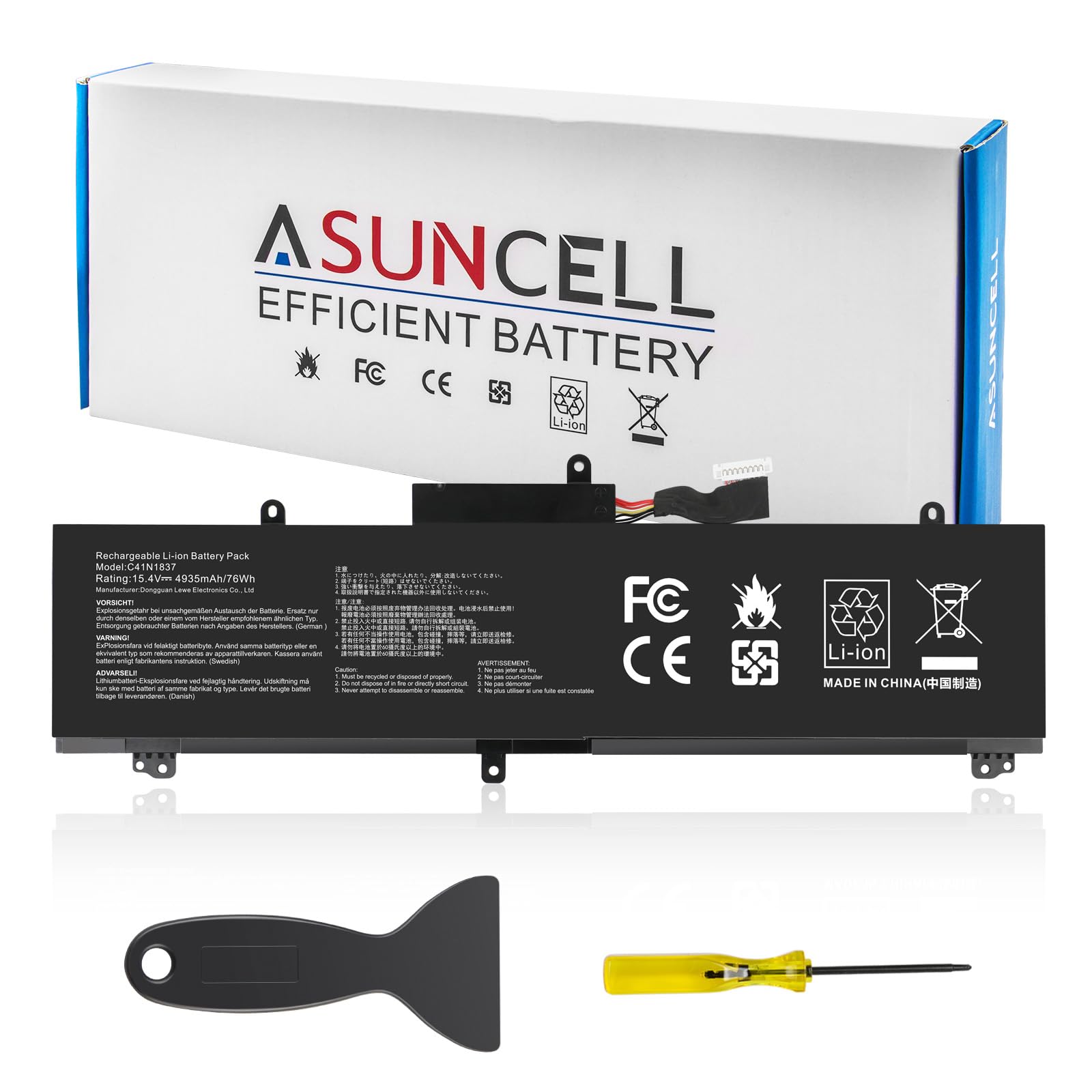 C41N1837 Laptop Battery for ASUS ROG Zephyrus G15 GA501I GA502 GA502D GA502DU GA502GU GA502IV GU502 GU502DU GX502GW GX532GV GU532GW GU502LU GU502LW GU502LV GX502LXS GX502GV GX502GW 0B200-03380100