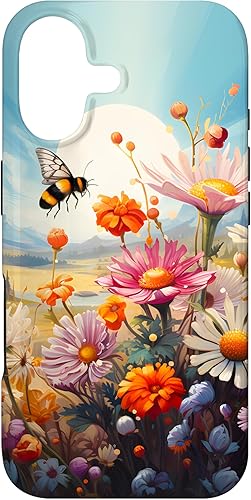 Vista 88 de Funda para iPhone 13 Pro Lively Bee en Sunny Meadow of Wildflowers