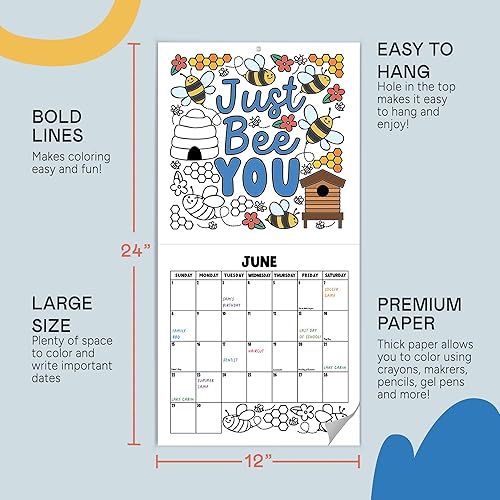 Miniatura 4 de Tiny Expressions - Calendario inspirador para colorear 2025 - Calendario de pared 2025 con texto en inglés «Today is a Good Day» para niños – 12