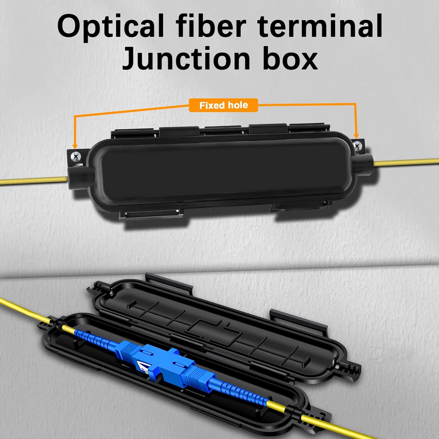Poyiccot Optical Fiber Waterproof Box Black, FTTH Drop Cable Protection Box, Fiber Optical Terminal Junction Holders for Indoor Outdoor SC Optic Network Wire Holders for Electric Coils, 2Pack