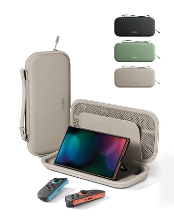 Belkin Nintendo Switch 2 Case, Slim Carrying Travel Bag with AirTag Holder