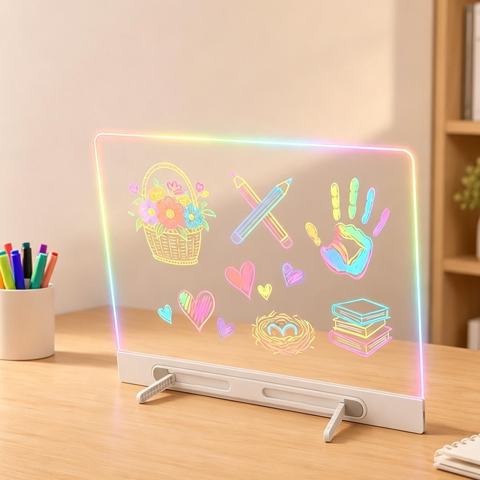 Tablero Iluminado Para Niños - 35 Cm, 7 Colores, 3 Modos, Almohadilla Recar