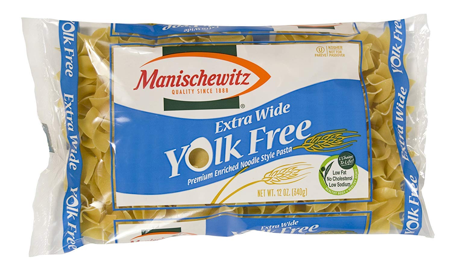 Manischewitz MANI Yolk Free X Wide Egg Noodles 12 Oz, (Pack Of 12)
