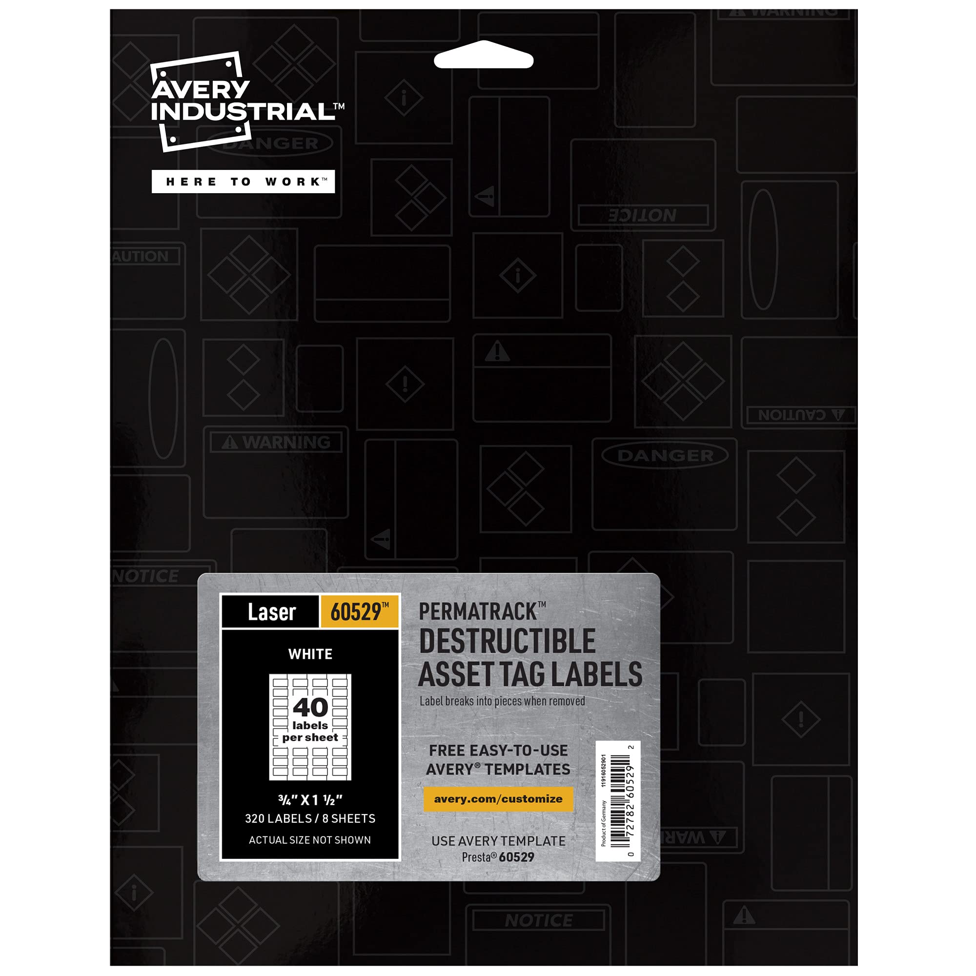Avery PermaTrack Destructible Asset Tag Labels, 3/4" x 1-1/2", 320 Labels (60529)