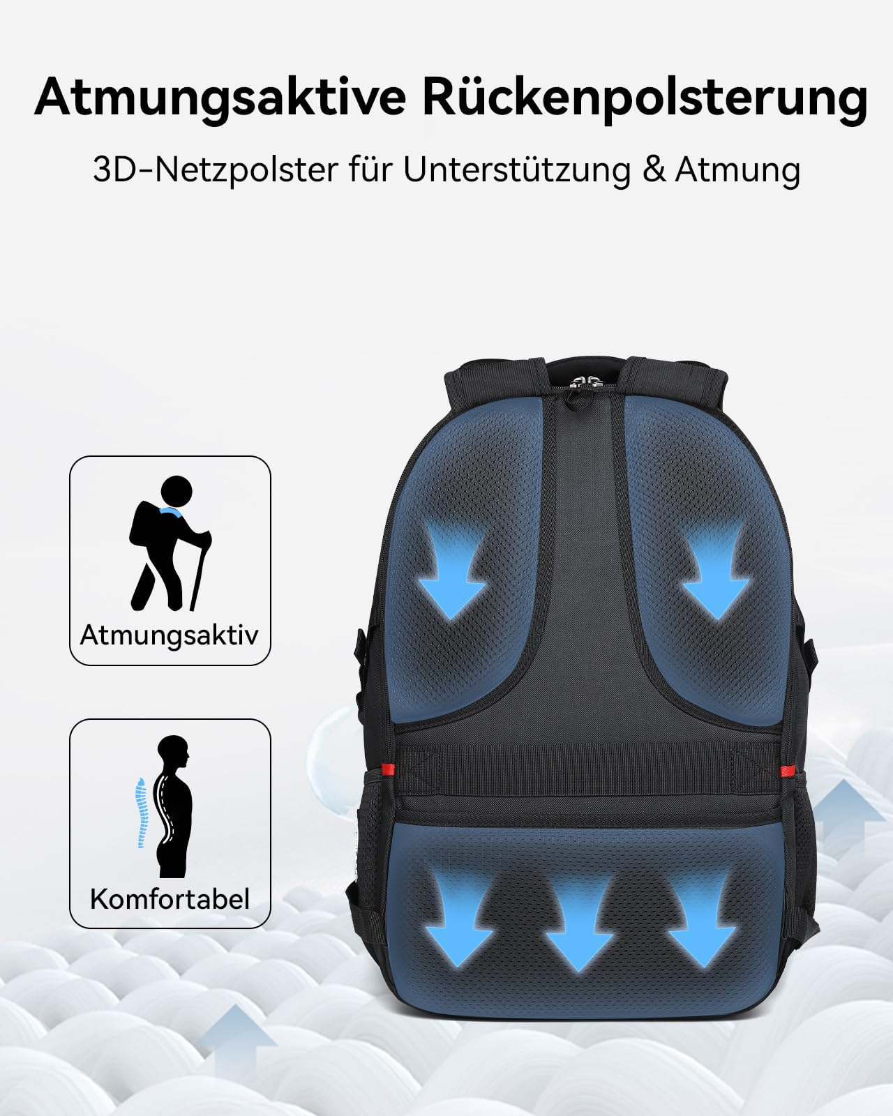 CROSSGEAR 17,3 Zoll Rucksack Herren mit Entlastenden Schultergurten, 30l Laptop Rucksack, Wasserdichter Laptoptasche mit YKK-Reißverschlüssen für Arbeit, Business, Reisen and Schule, Schwarz