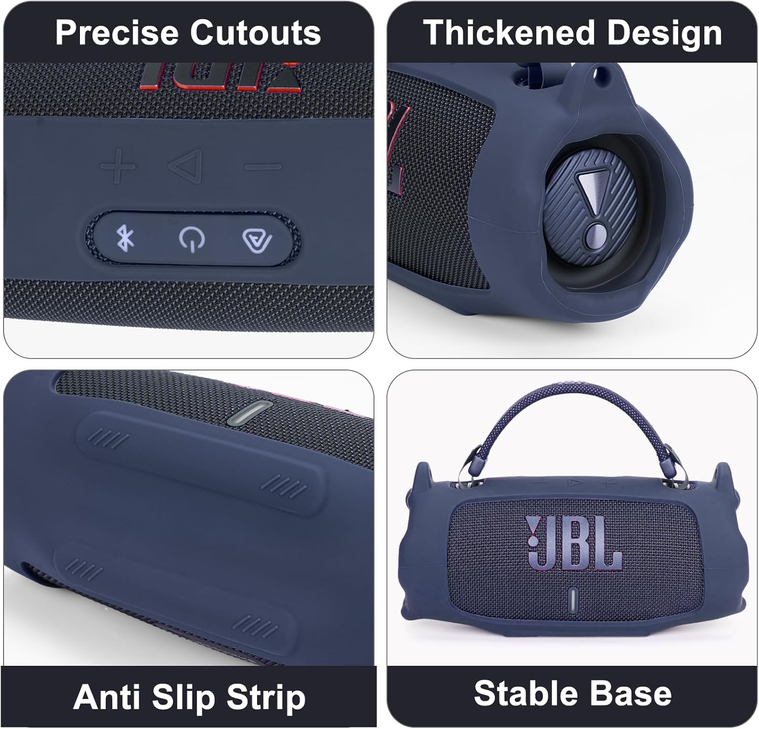 Silicone Cover Case Compatible with Charge 6 Portable Bluetooth Speaker, Portable Protective Travel Case with Shoulder Strap and Carabiner for Charge 6 Wireless Speaker Accessories (Blue) - Image 3