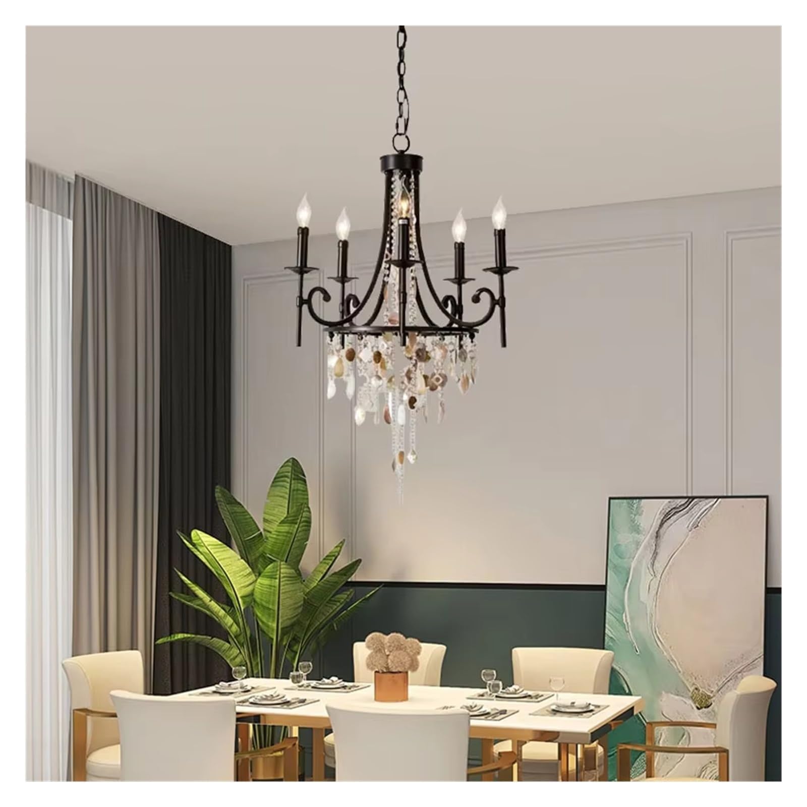 Lampe suspendue en cristal noir design moderne pour sublimer votre salle à manger