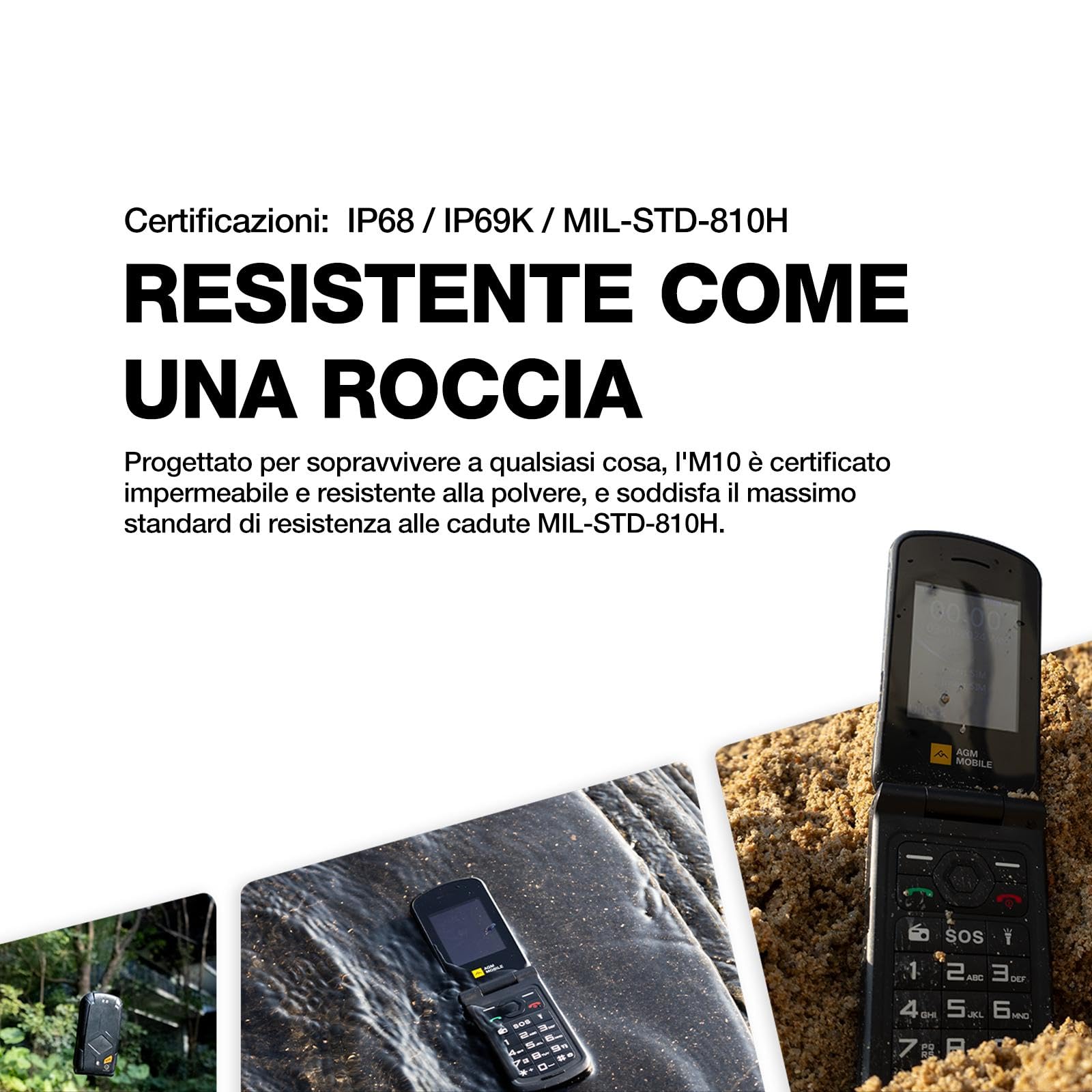 AGM M10 Flip - Telefono Cellulare Robusto 4G Dual Sim