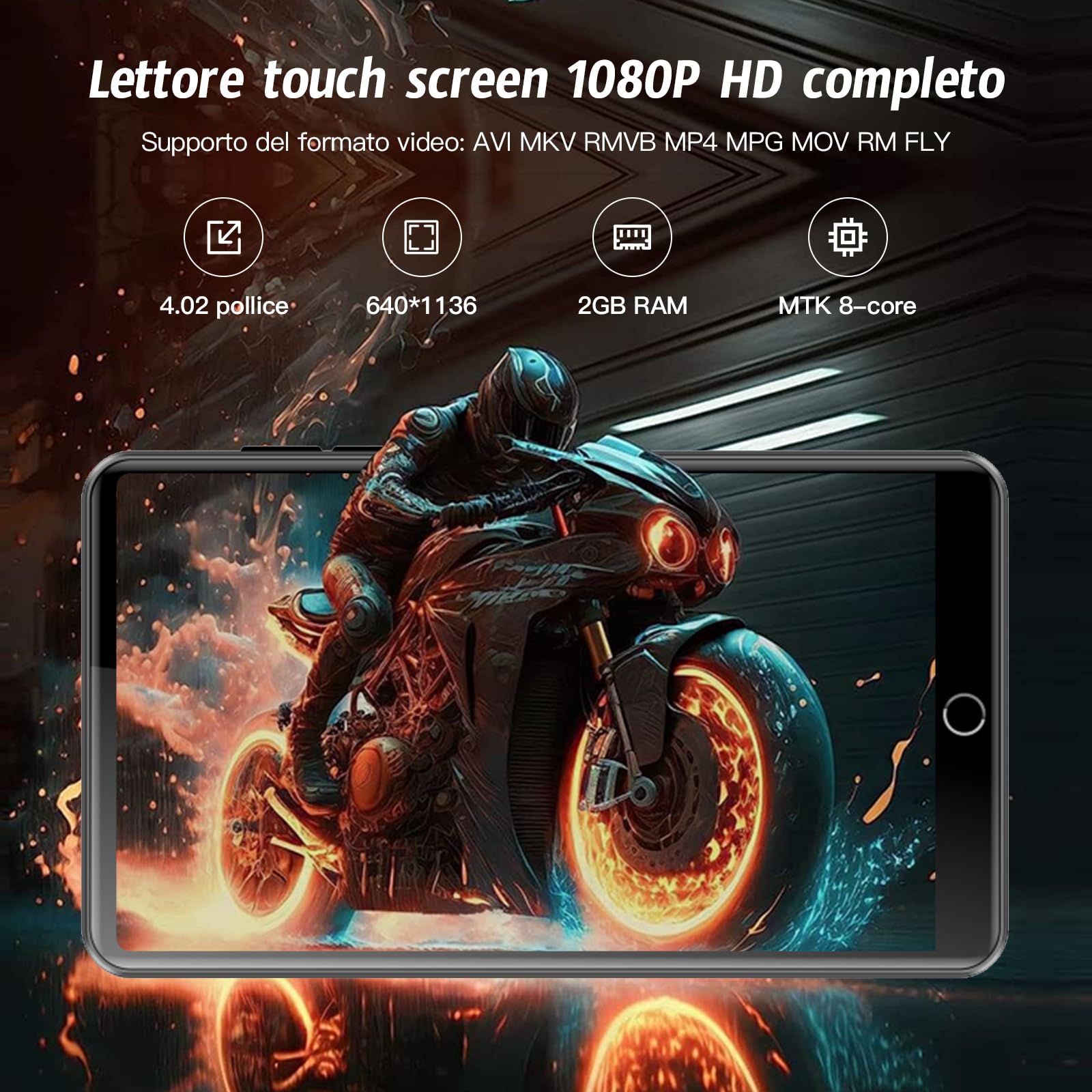 Lettore MP3 con fotocamera da 13 MP, lettore MP4 Android da 4,02" con Wi-Fi e Bluetooth, lettore musicale per bambini con altoparlanti, lettore musicale con Spotify, YouTube e Play Store