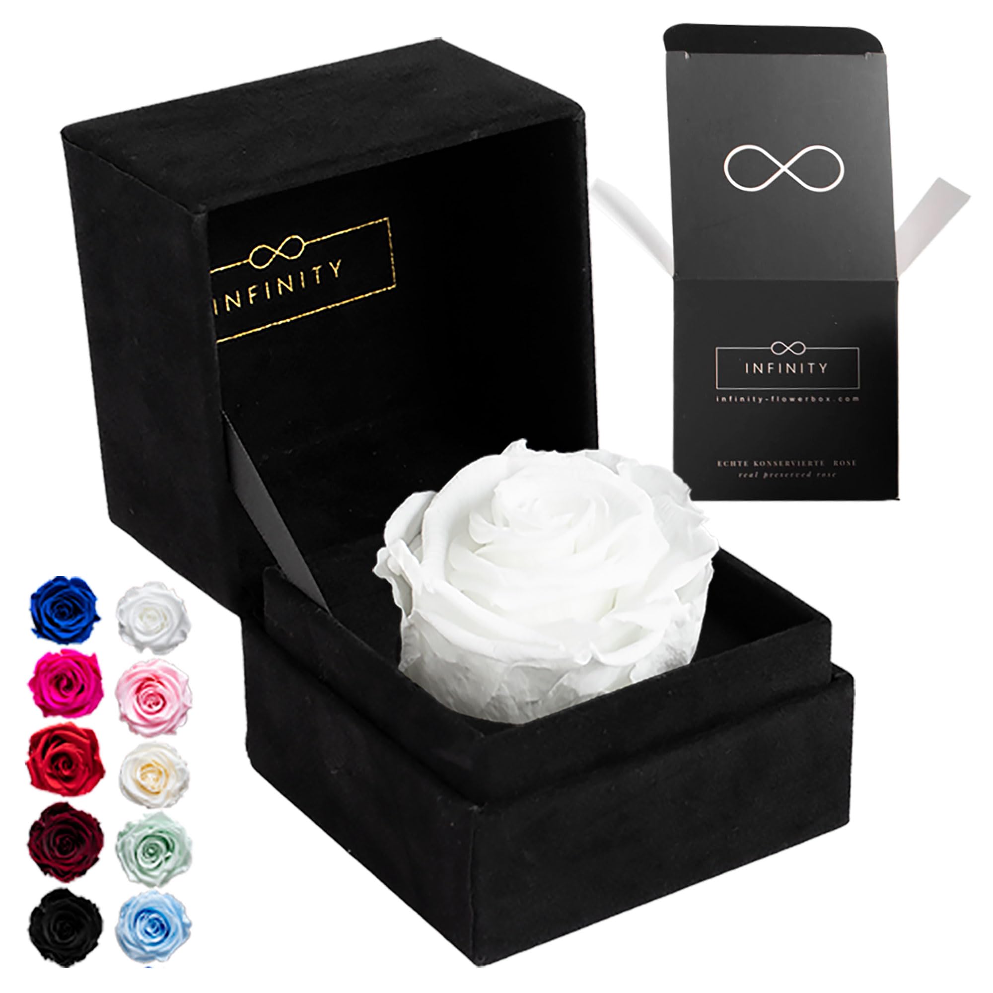 Infinity Flowerbox - 1 Echte Ewige Rose in aufklappbarer Rosenbox (3 Jahre  haltbare konservierte Rose). Direkt in Geschenkbox als edles Geschenk fr  Frauen : Amazon.de: Kche, Haushalt & Wohnen