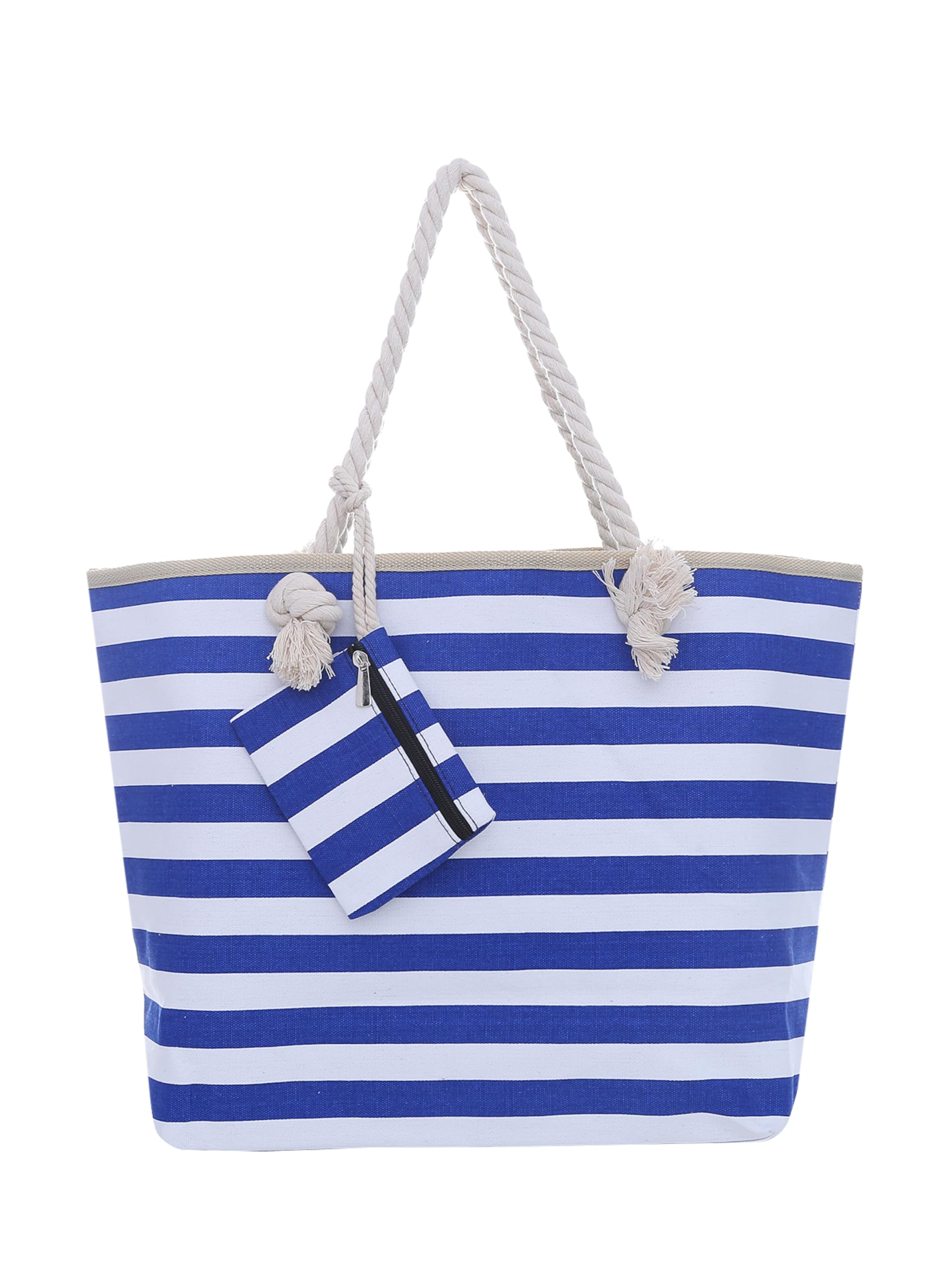 DonDon Borsa da spiaggia grande con chiusura zip 58 x 38 x 18 cm Shopper stile marinaro yacht style