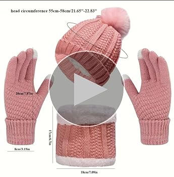 Womens Mens Winter Beanie Hats Scarf Touchscreen Gloves Set Warm Chenille Fleece Lined Skull Caps Neck Warmer Gifts For Women Men