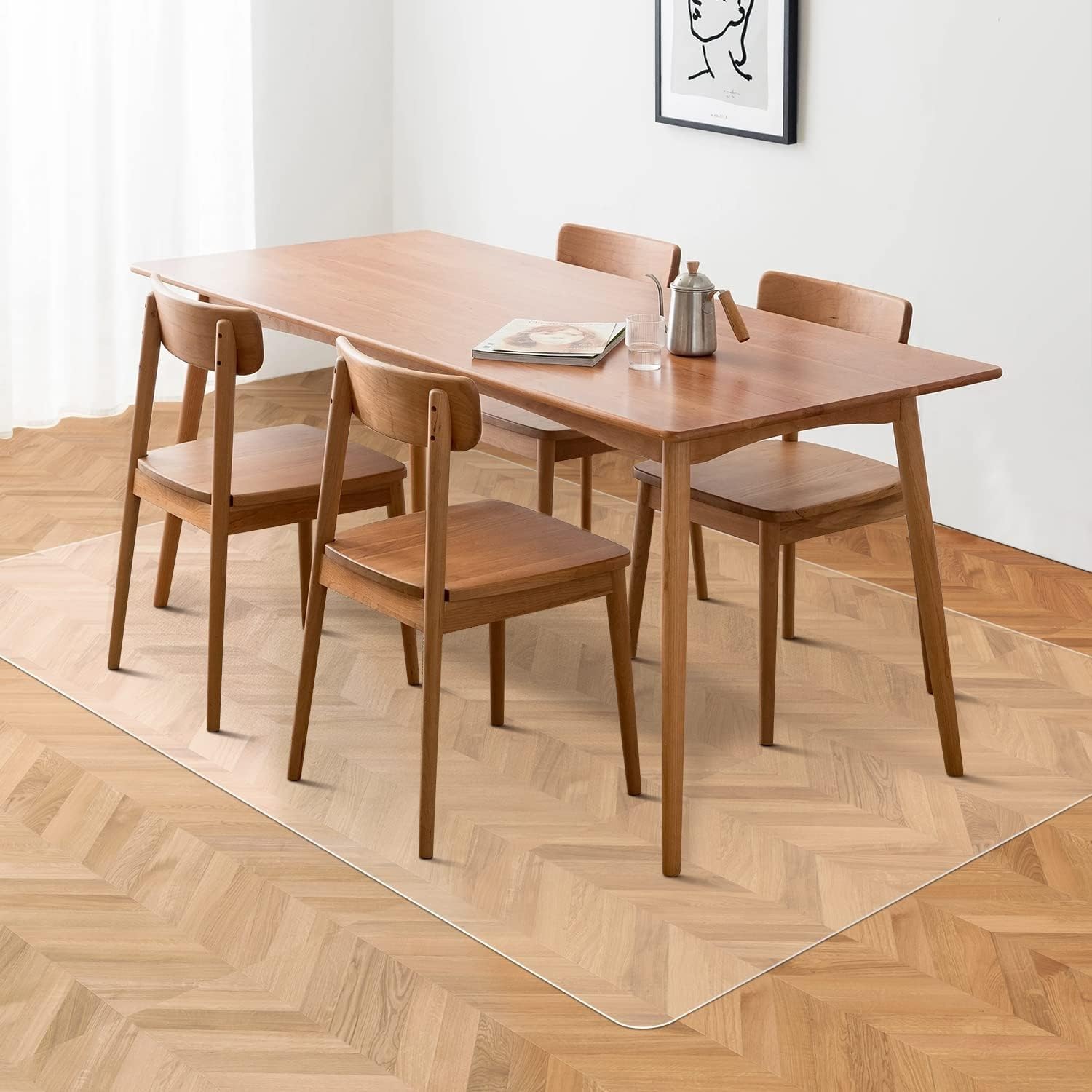 Tapis de protection de sol en bois dur transparent, 50,8 x 121,9 cm, imperméable, en PVC, 1,5 mm d'épaisseur, facile à nettoyer, pour sols durs, bureau et maison