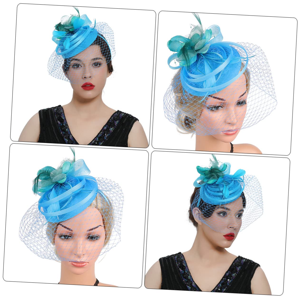 minkissy 2 cappelli da tè per la sposa da sposa copricapo per matrimonio fascinator cappelli per le donne tea party Fascinator Tea Party copricapo 1920 fascia da donna Fascinator fascia