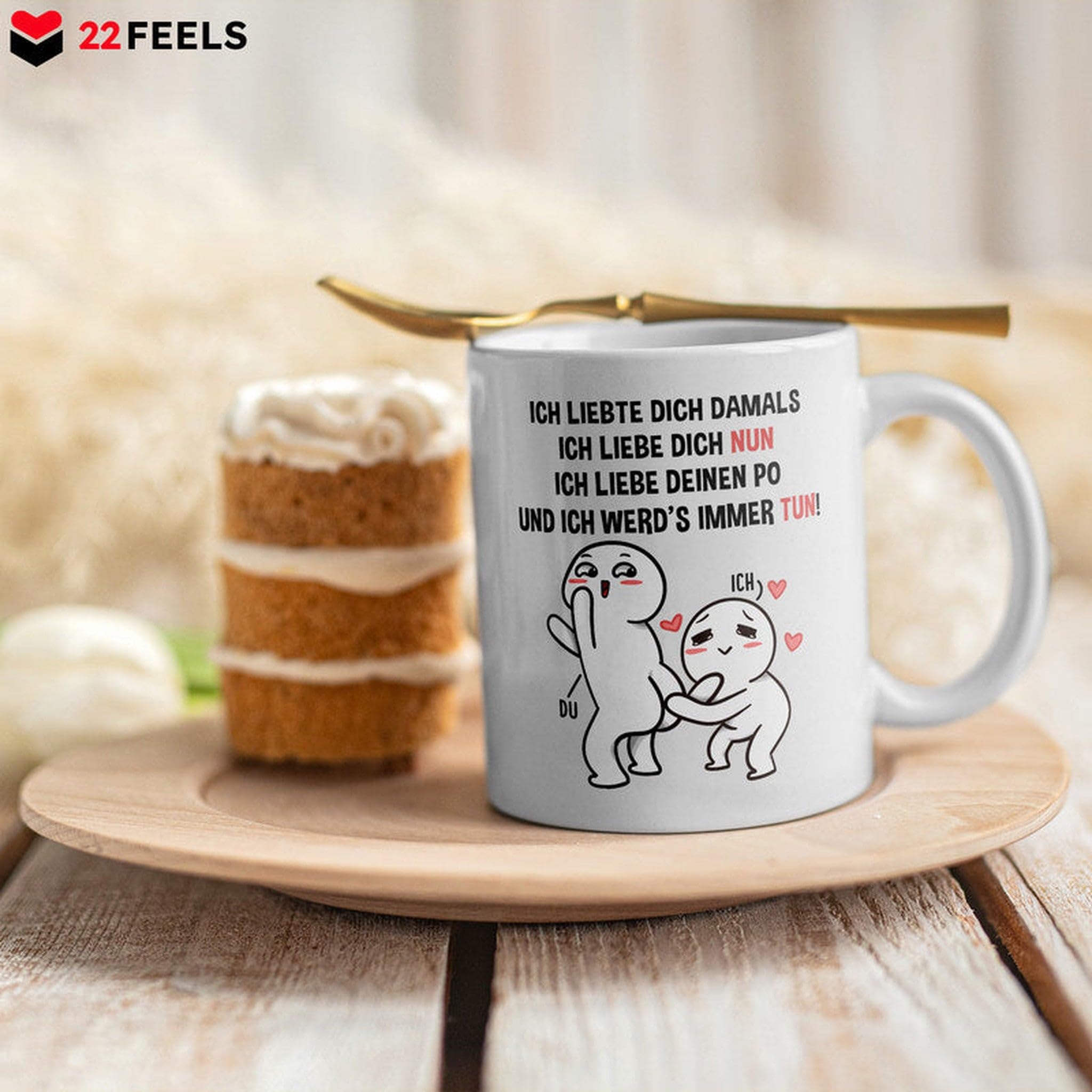 22Feels Jahrestag Tasse „Ich Liebe Dich So Lange“ – 320 Ml, Weiß, Beidseitig Bedruckt, Spülmaschinenfest