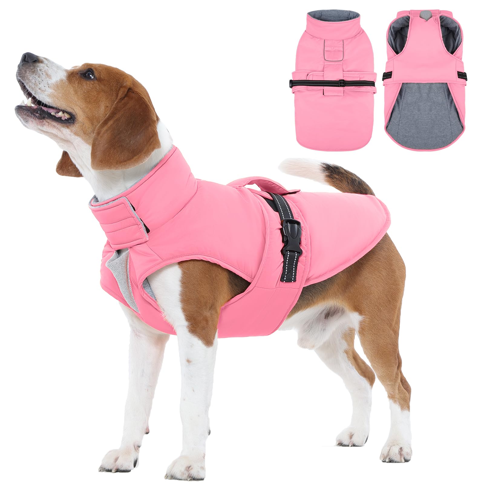 Gilet chaud pour chien réglable doublé polaire contre le froid et la pluie