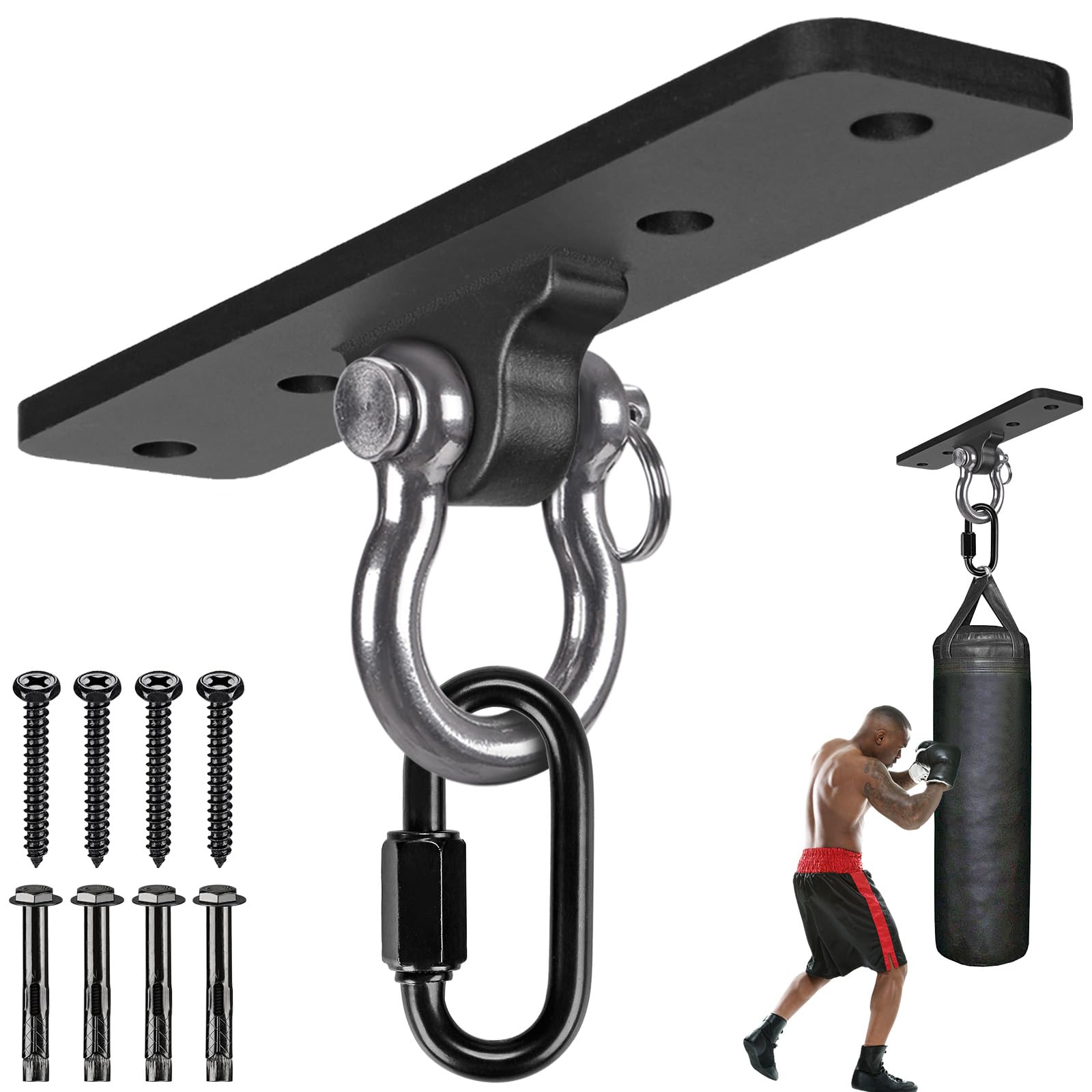 Kipika Heavy Bag Hanger - Heavy-Duty Punching Bag Mount Steel Hanger Bracket, Ceiling and Wall Mount Wood Beam Hook Holder for Kickboxing, Muay Thai, and Home Gym Fitness Equipment