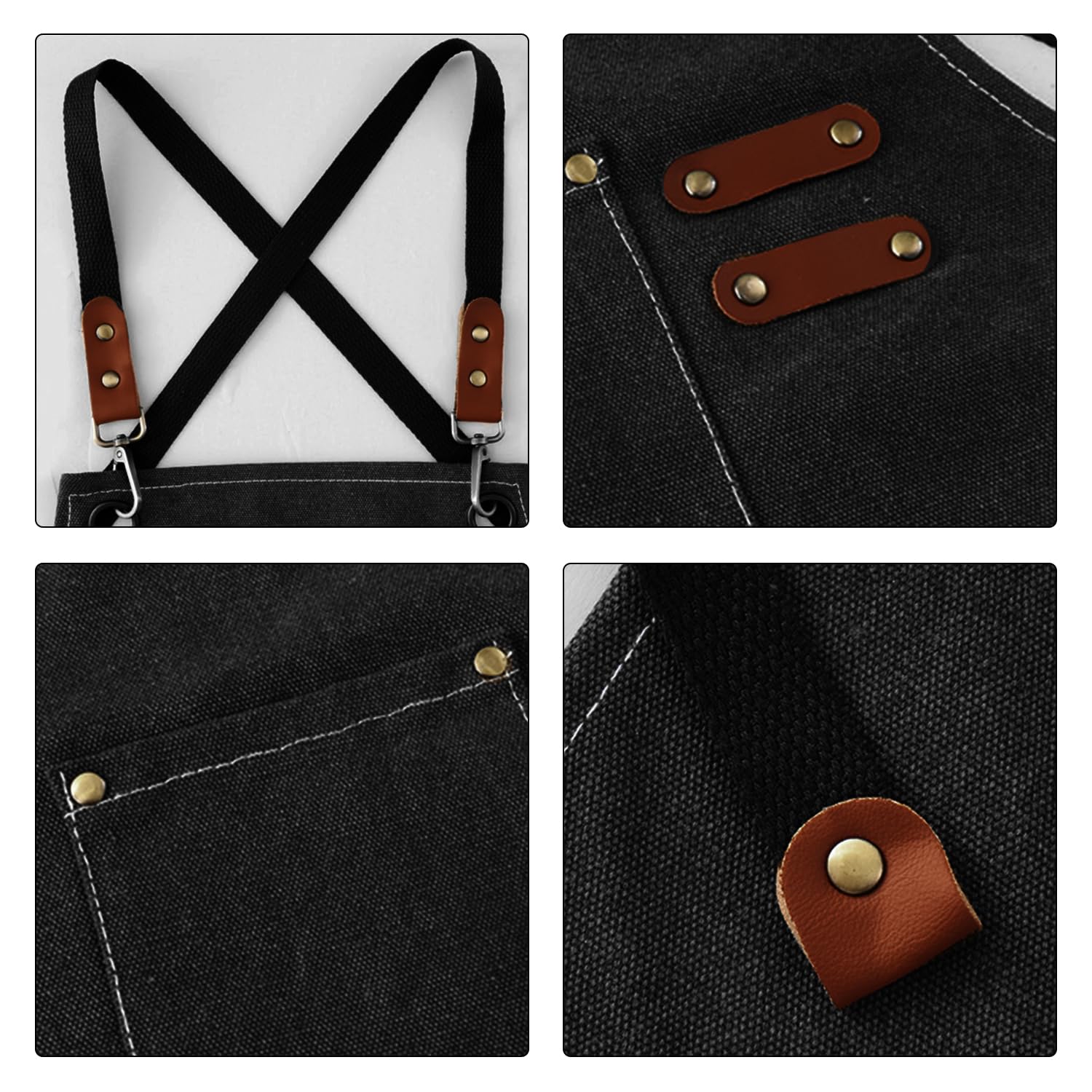 USHXVG 1 Canvas Apron, 1 Pair of Sleeves, Waterproof and Stain-Proof Apron, Multi-pocket Adjustable Apron - Image 3