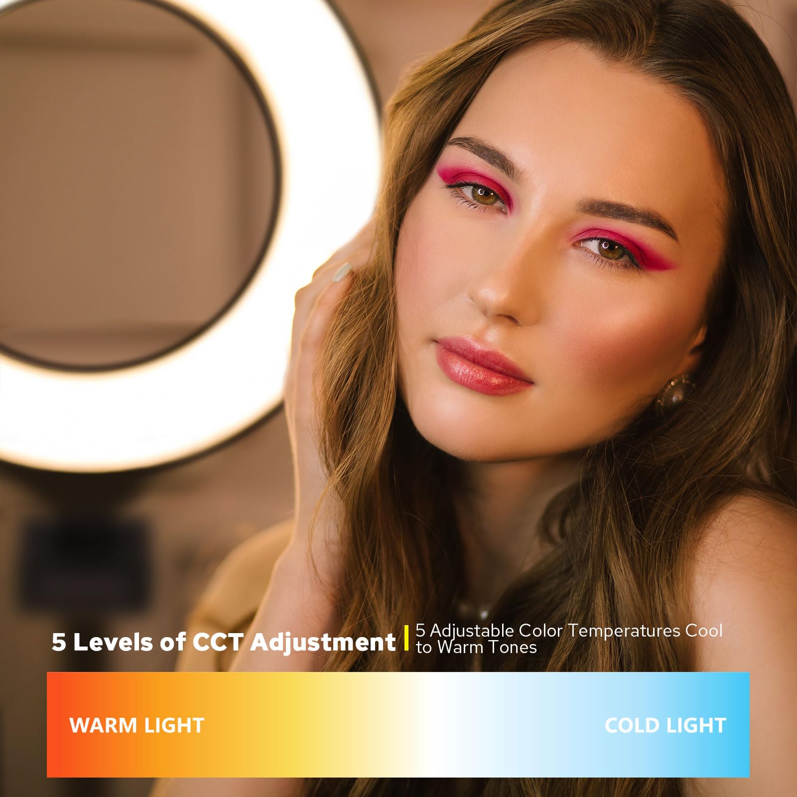 ZENIKO CR5 Bi - Illuminazione per videoconferenza, 5 pollici Bi-Color CRI95+ anello di luce per lavoro remoto, apprendimento a distanza, chiamata zoom, live streaming, trucco, ecc.