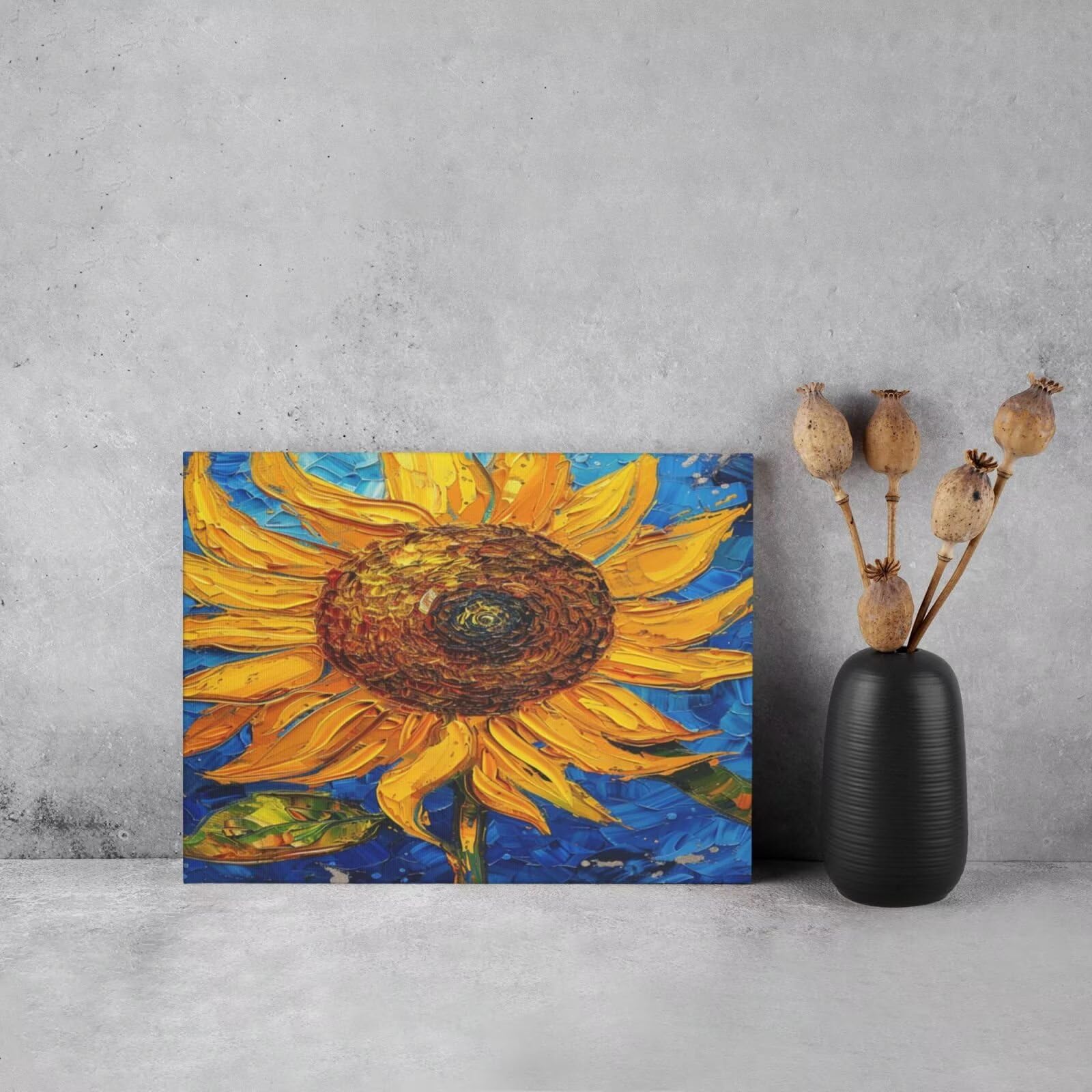 Kit per pittura con numeri per adulti, girasole, pittura con numeri per principianti, pittura acrilica con 6 pennelli, pittura ad olio per decorazione da parete (90 x 65 cm, senza cornice) MK6
