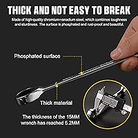 Vista 4 de Ratcheting Wrench Set, Combination Wrench Set, 22-Piece SAE & Metric and Standard, 72Th Long Open End, 1/4" to 3/4" & 6-18mm, Organizer With Roll Up