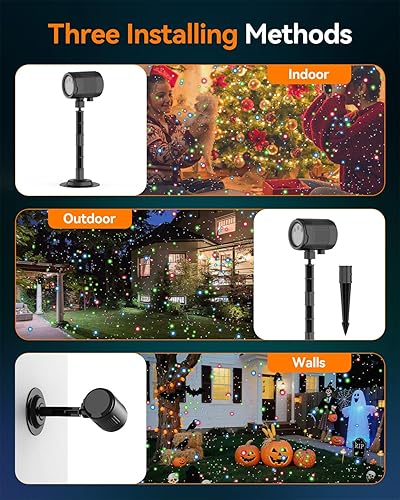 Miniatura 3 de Proyector láser de Navidad, luz láser RGB con control remoto RF, temporizador, decoraciones de Navidad, proyector de regalo de vacaciones para