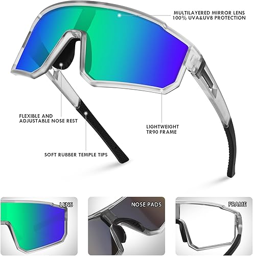 Vista 86 de MVPTGRS Gafas de sol de béisbol juveniles para niños y niñas de 8 a 14 años TR90 con marco para niños, gafas de sol deportivas para sóftbol