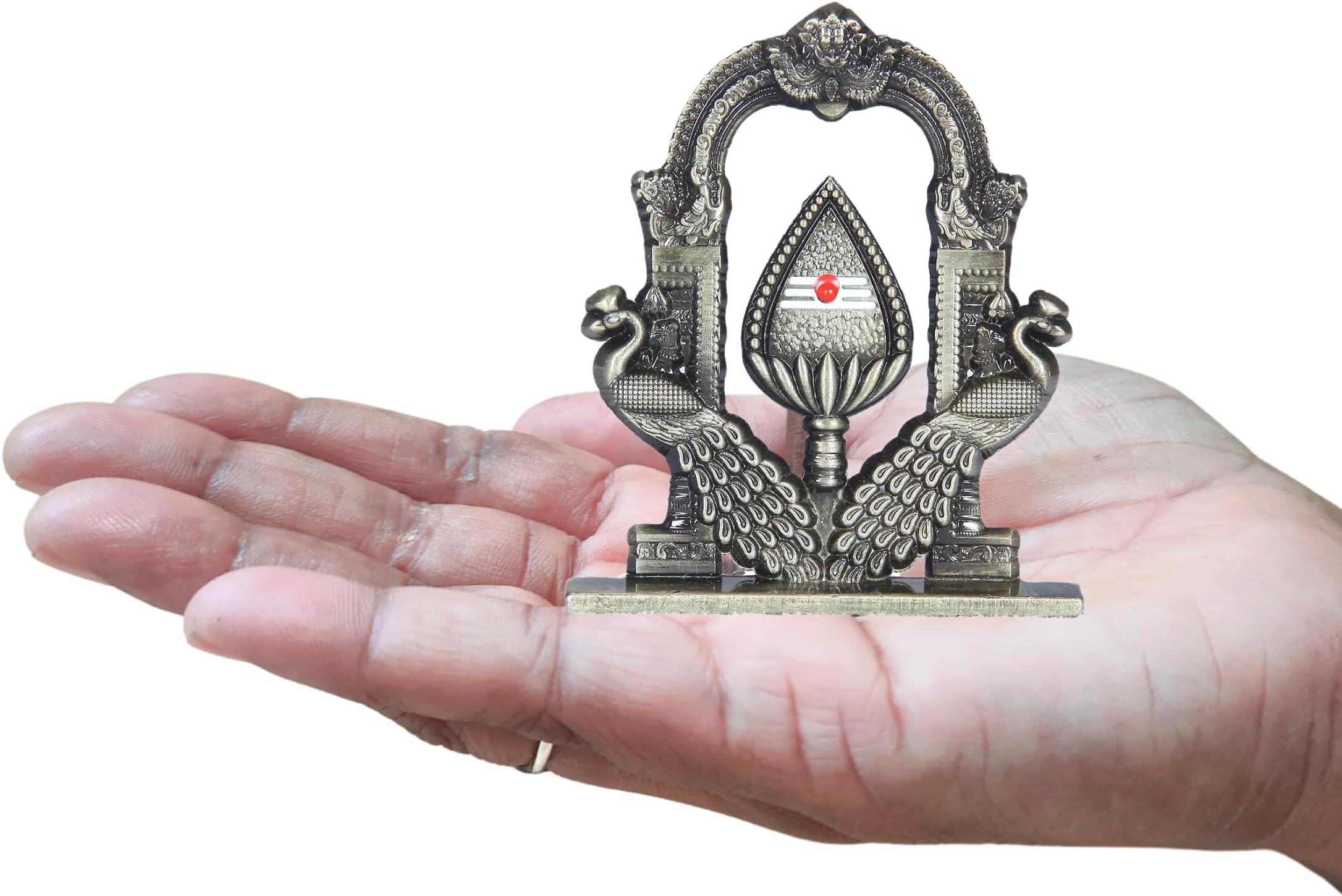 Anciently Vel With Peacock for Car Dashboard | Murugan Vel, Metal, 1 Piece (Brass Colour)