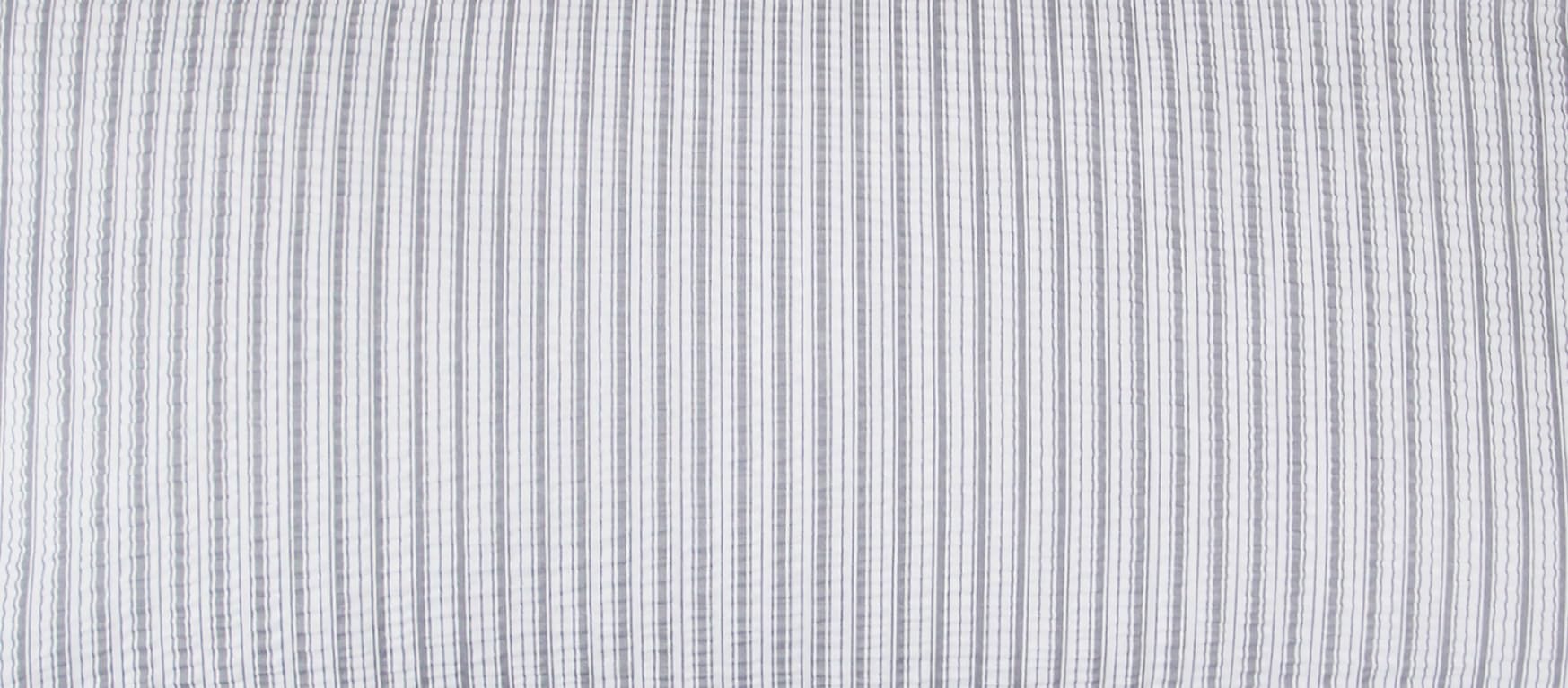 Seersucker Seitenschläferkissen-Bezug 40x145cm - Streifen in grau und weiß - 100% Baumwolle, Überzug, Kissenbezug (BS-Streifen-Grau)